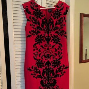 Striking Red Dress with Black Pattern size 8